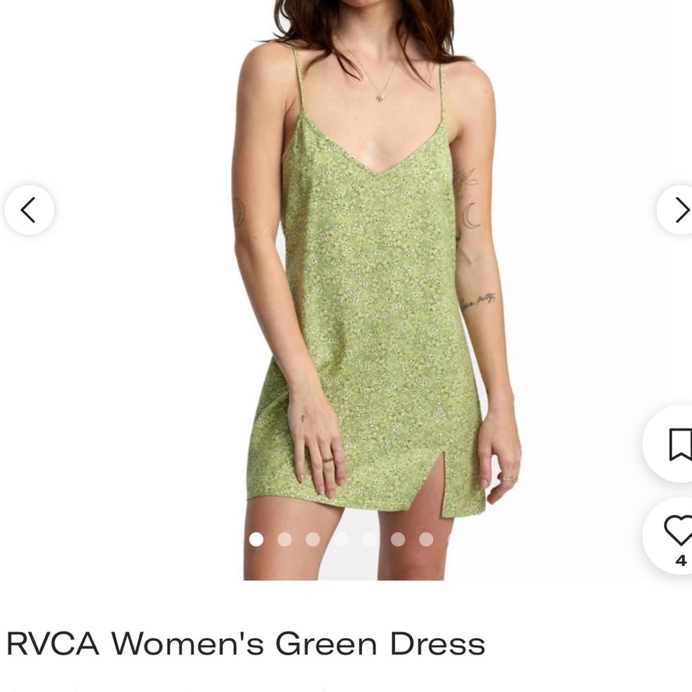 RVCA Women's Green Floral Slip Dress